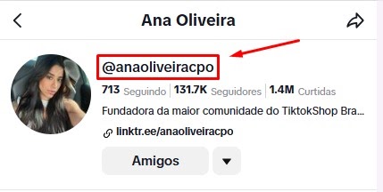 Exemplo de usuário TikTok